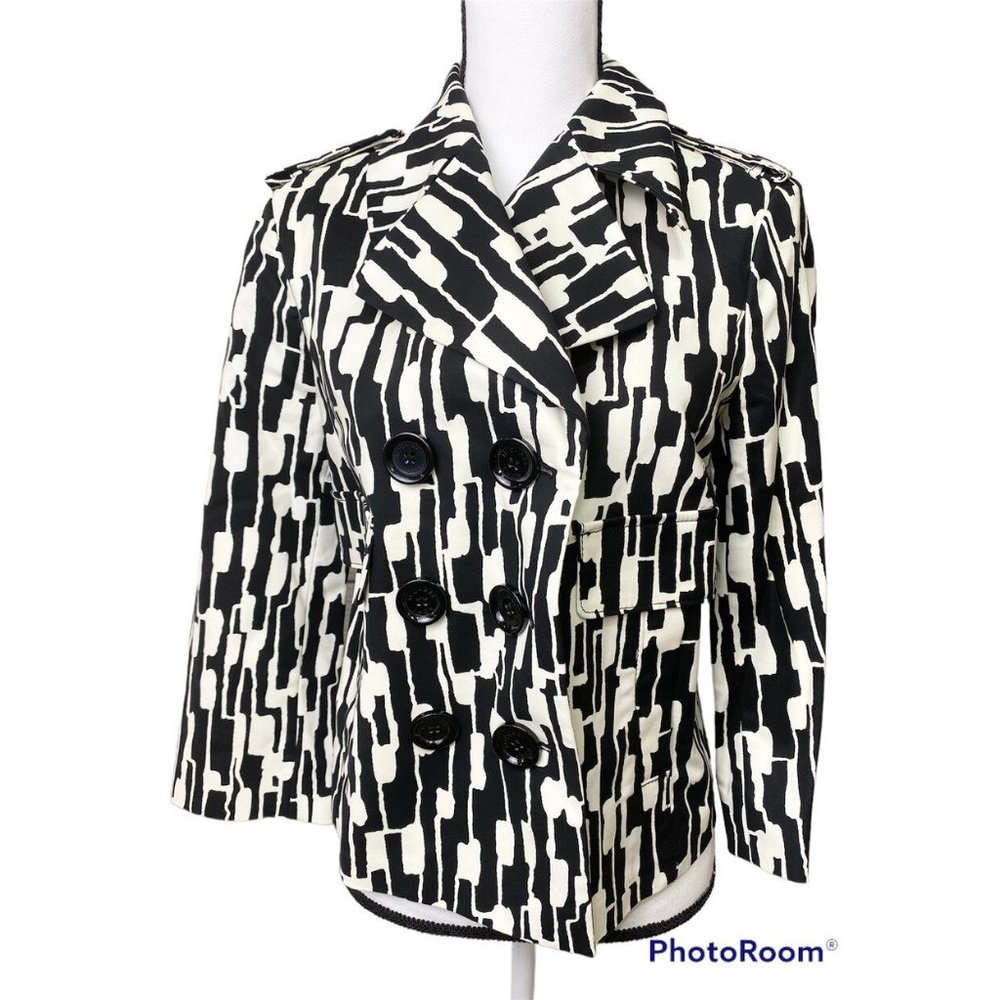 MICHAEL KORS Black and Cream Button Front Ladies Jacket Blazer Size L/G NWT